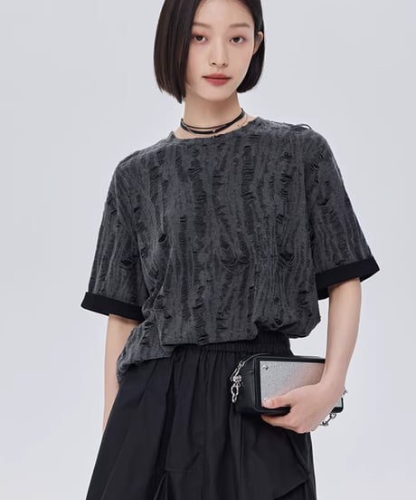 Irregular Damage Loose S/S T-Shirt