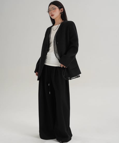 Premium Wool Blend Wide-Leg Trouser  / 2colors