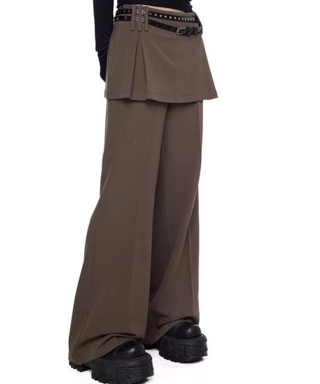 Layered Straight-Leg Skirt Pants / 2colors