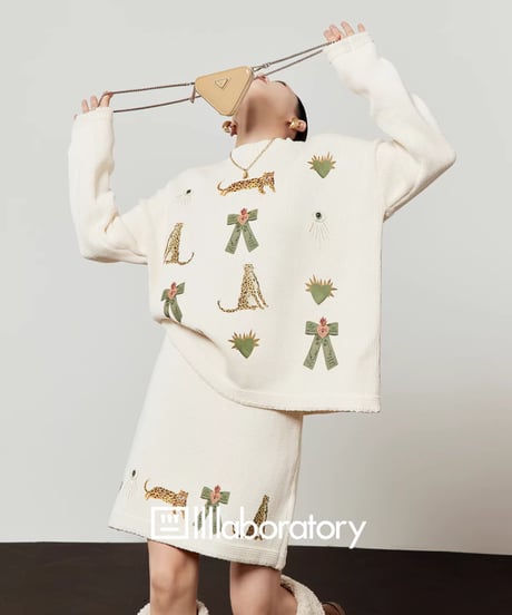Animal & Heart Embroidered Knit Set / 3colors