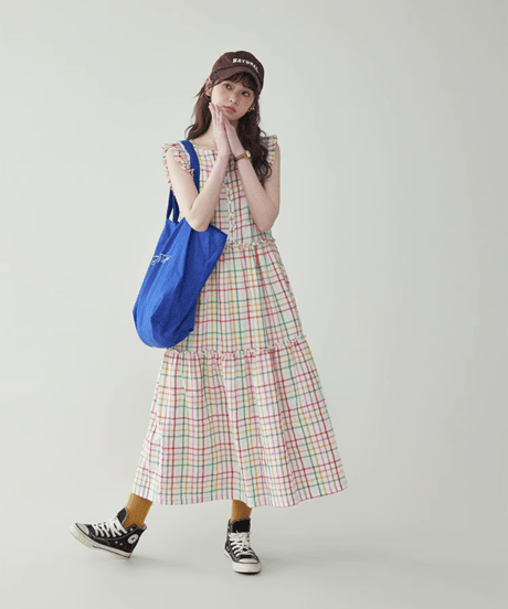 Colorful Check Cotton Sleeveless Dress