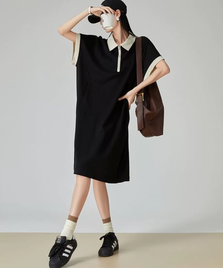 Classic Bicolor Polo Mini Dress