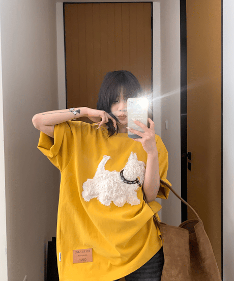 Dog Sagara Embroidery Oversized T-Shirt  / 3colors
