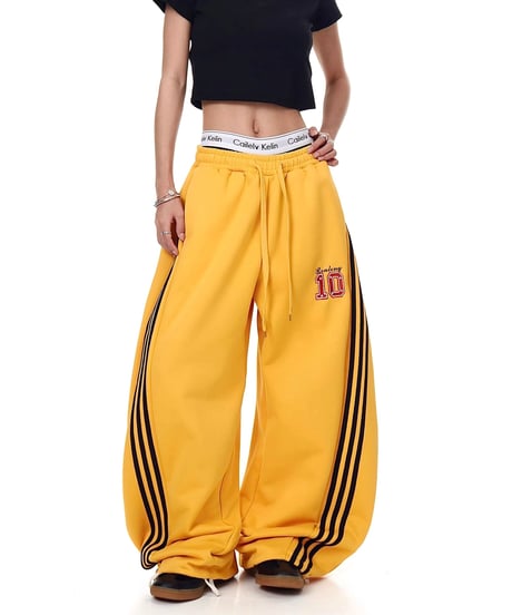 Side Striped Curve Wide Sweat Pants / 2colors
