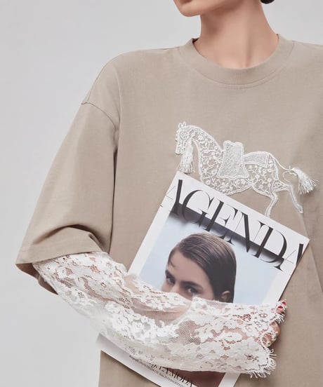 Lace Sleeve Layered Graphic Tee