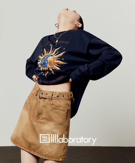 Sun & Moon Graphic Long Sleeve T-Shirt / Vintage Mini Skirt