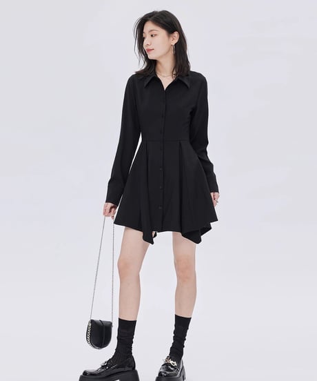 Fitted Long-Sleeve Shirt Mini Dress