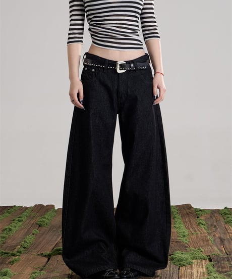 Back Logo Wide Denim Pants