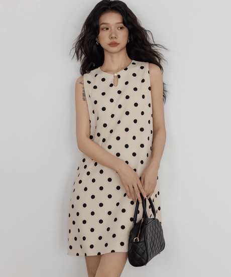 Retro Polka Dot Sleeveless Dress