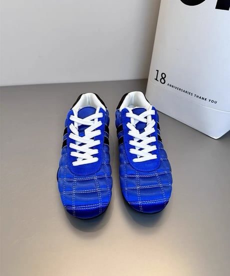 Quilted Low-Cut Lace-Up Sneakers / 4colors