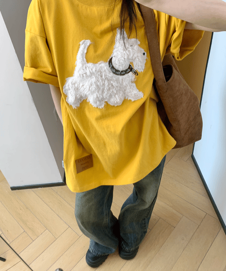 Dog Sagara Embroidery Oversized T-Shirt  / 3colors