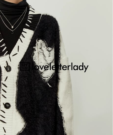V-Neck Color Block Shaggy Knit Cardigan