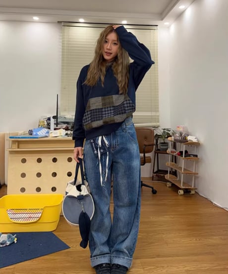 Vintage Wash Loose Wide Denim Pants