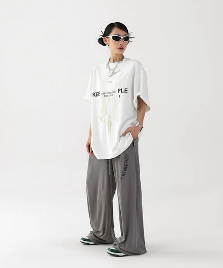 Abstract Flame Print Oversized T-Shirt / 2colors
