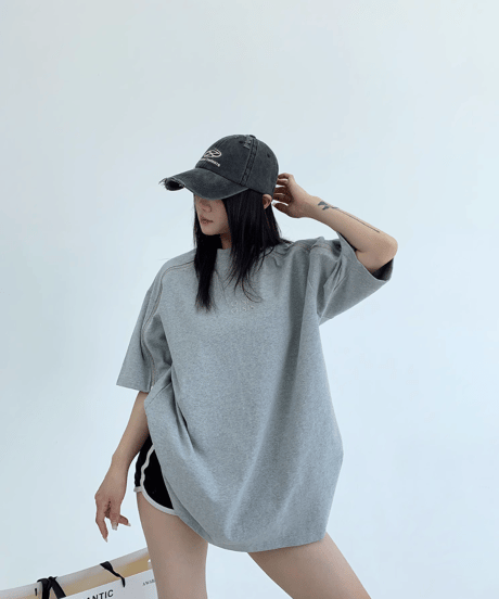 Shoulder Zip Oversize Tee  / 2colors