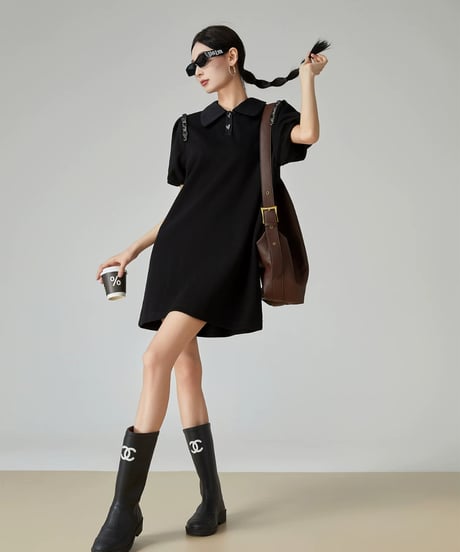 Heart Button Polo Mini Dress