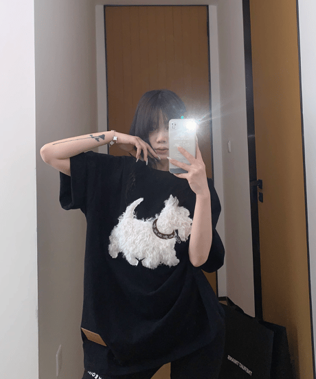 Dog Sagara Embroidery Oversized T-Shirt  / 3colors