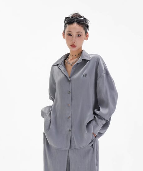 Loose Satin Texture Shirt & Pants Setup  / 2colors