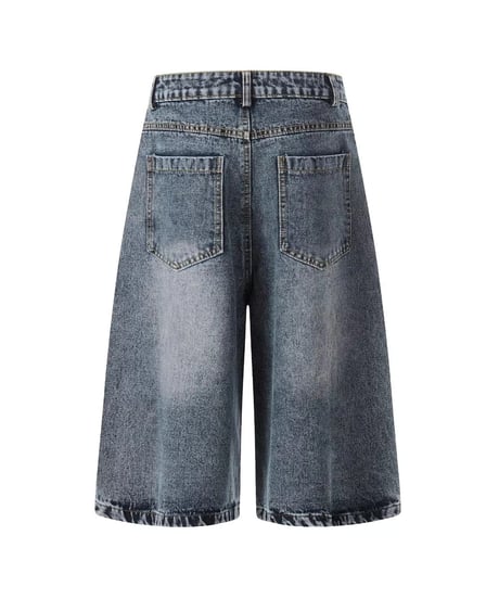 Rhinestone Washed Wide Denim Cropped Pants