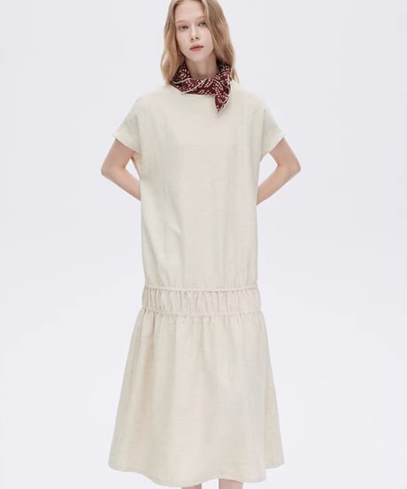 Lyocell Cotton Linen Relaxed Gathered Long Dress