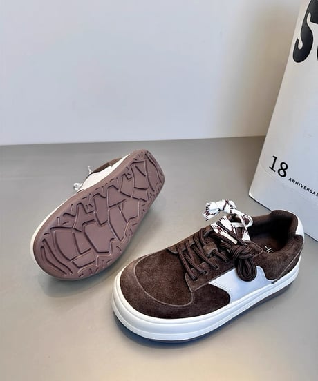 Platform Suede Lace-Up Sneakers / 2colors