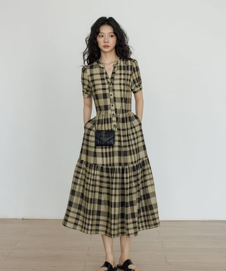 Tiered Check Shirt Dress