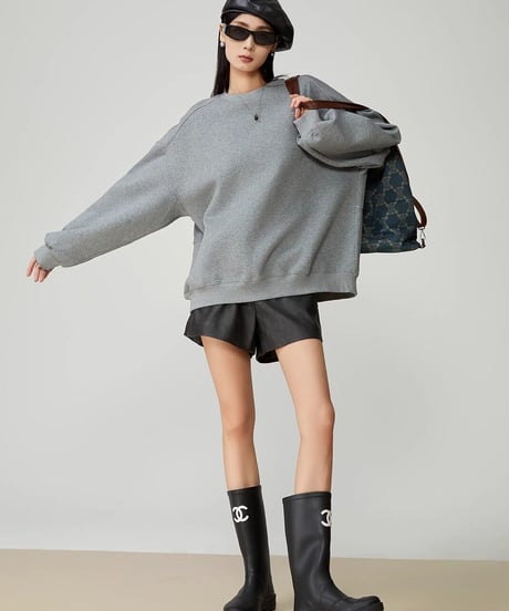 Back Flower Print Oversized Sweatshirt