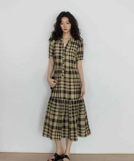 Tiered Check Shirt Dress