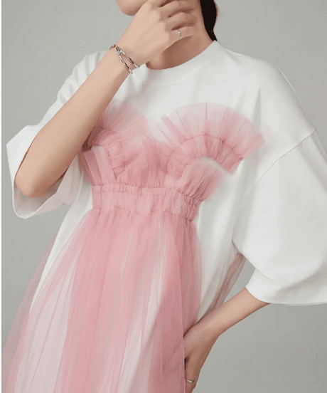 Soft Tulle Layered T-Shirt Dress