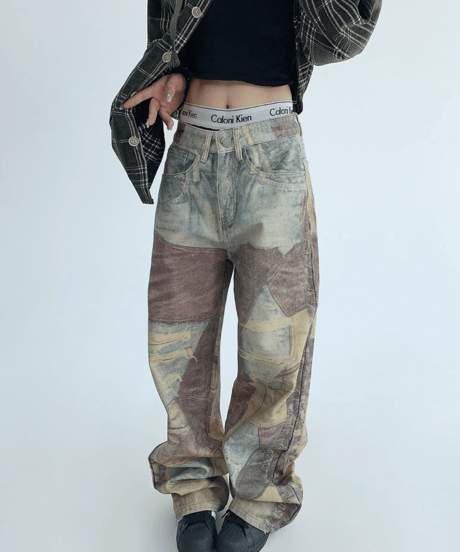 Vintage Patchwork Denim Pants