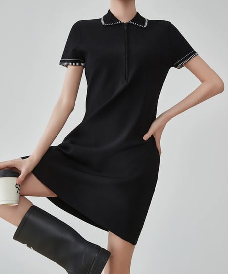 Classic Line Half-Zip Mini Dress