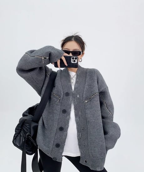 Distressed Edge Oversized Knit Cardigan  / 2colors