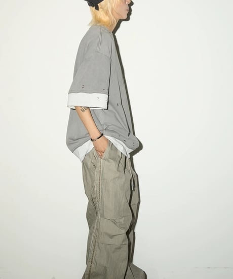 Layered Damage Processed Oversized T-shirt / 2colors