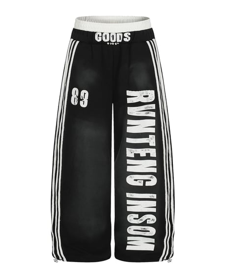 Double-waist Layered Lettering Sweat Pants / 2colors