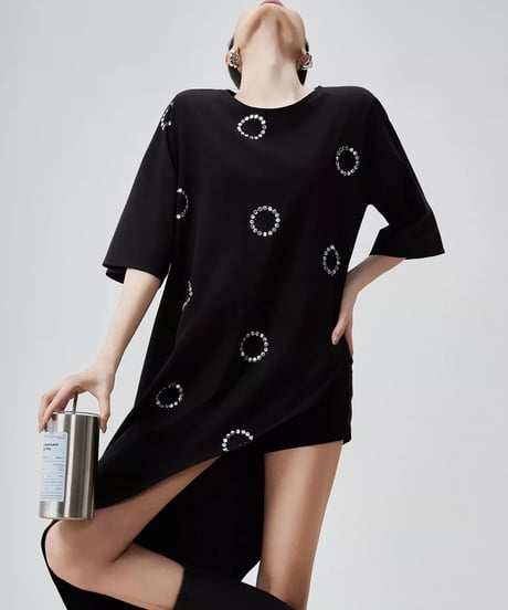 Asymmetry Dot Motif T-Shirt Dress