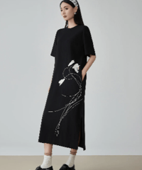 Art Flower Line Maxi Dress