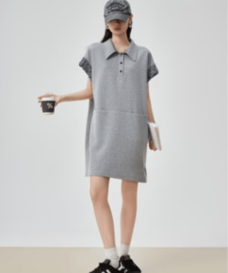 Relaxed Gingham Polo Sweat Dress