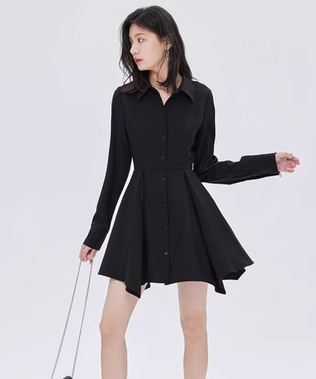 Fitted Long-Sleeve Shirt Mini Dress