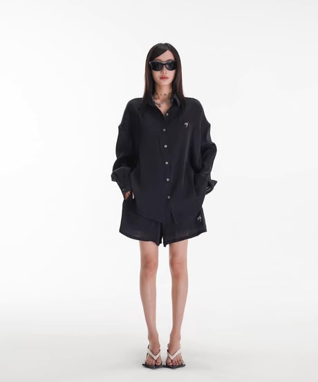 Loose Satin Texture Shirt & Pants Setup  / 2colors