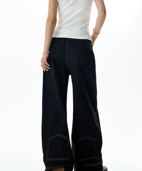 Vintage Washed Wide-Leg Denim Pants  / 2colors