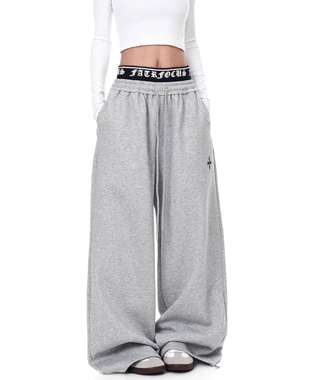 Cross Print Double-Waist Band Sweat Pants