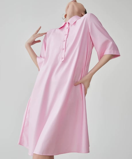 Flowing Pink Doll-Style Shirtdress