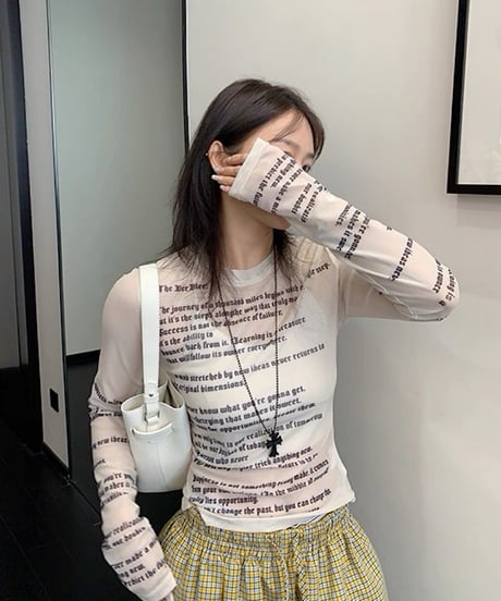 Sheer Lettering Long Sleeve Top / 2colors