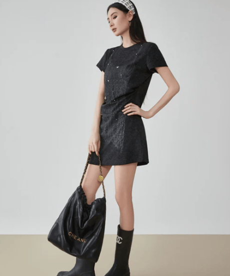 Corset Print Slim T-Shirt Dress