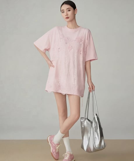 Camisole Layered-Style Lace T-Shirt