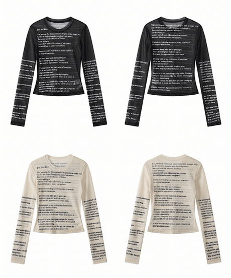 Sheer Lettering Long Sleeve Top / 2colors