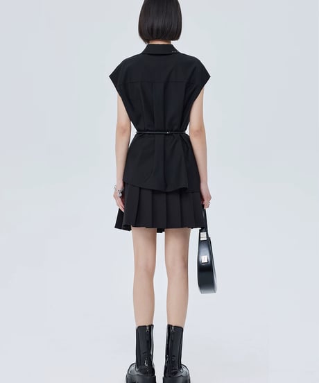 Asymmetric Minimalist Belted Shirt