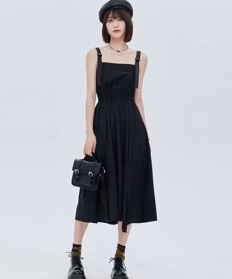 High-Waist Suspender Dress
