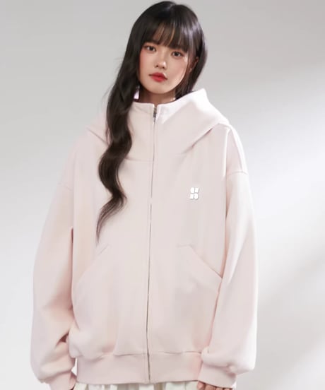 Oversized High Neck Zip Hoodie / 5colors