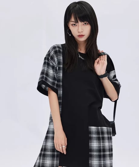 Irregular Patchwork Checkered Dress